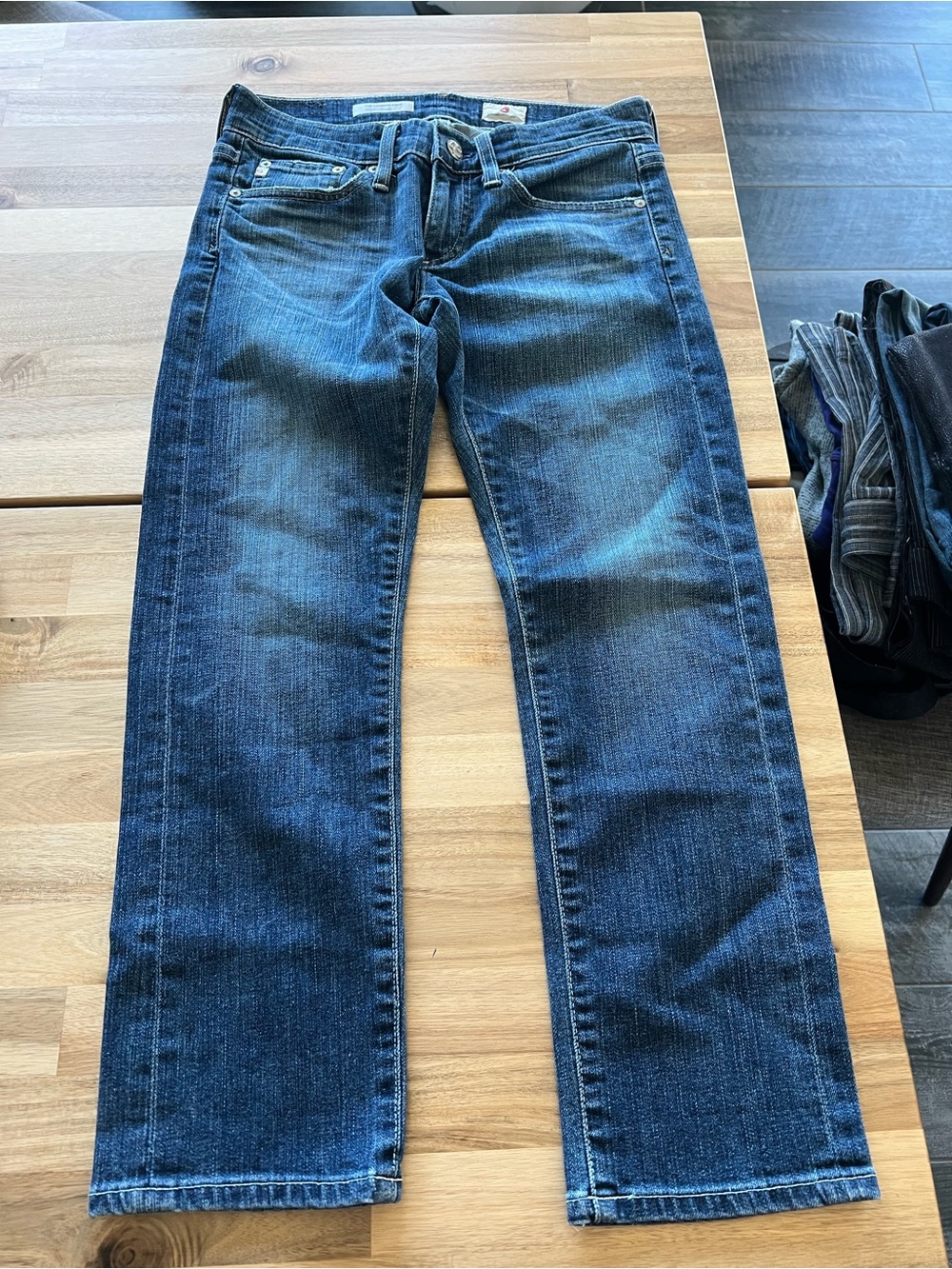 Ag Adriano Goldschmied Women's Straight-Leg Jeans in Dark Blue Wash